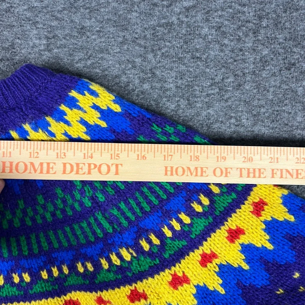 Vintage 80s Gallagher Chunky Fair Isle Sweater Mens Small Wool Old Money Grandpa